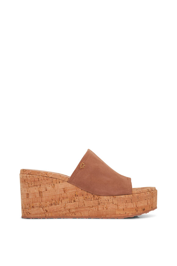 Gianvito Rossi - Praline Suede Wedge Mules, 45mm