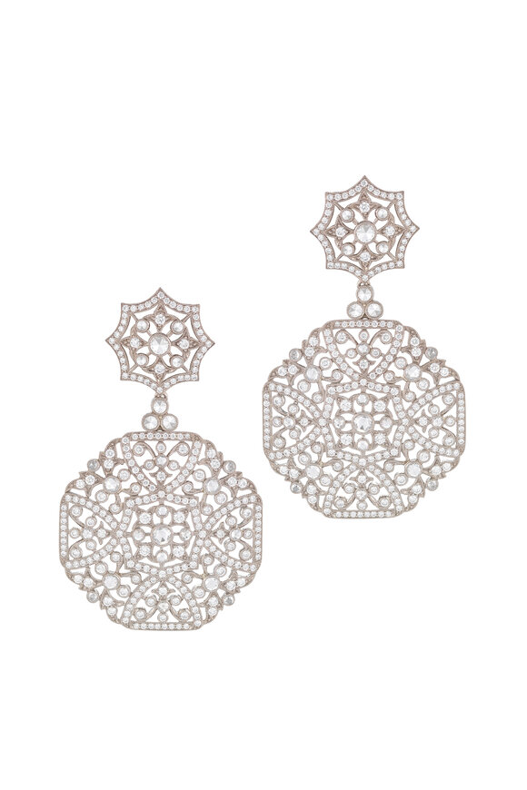 Kwiat - Vintage White Gold Diamond Drop Earrings