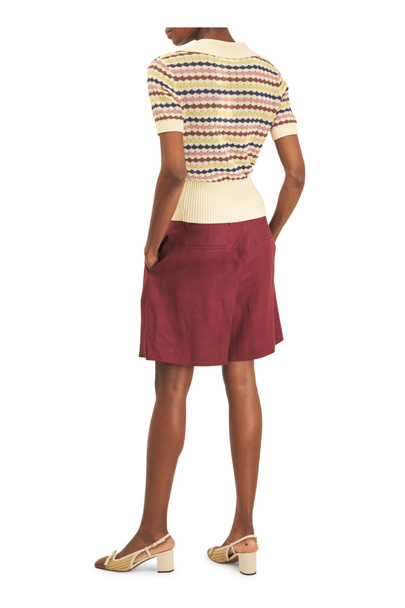 Lafayette 148 New York Park Rosewood Linen Wide Leg Shorts - view 4