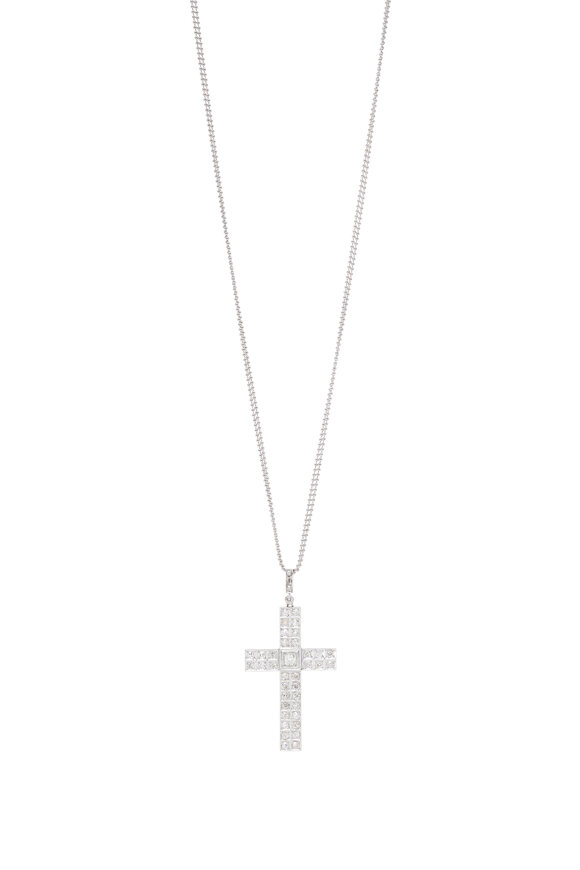 Renee Lewis Antique Diamond Cross Two Chain Necklace - view 1