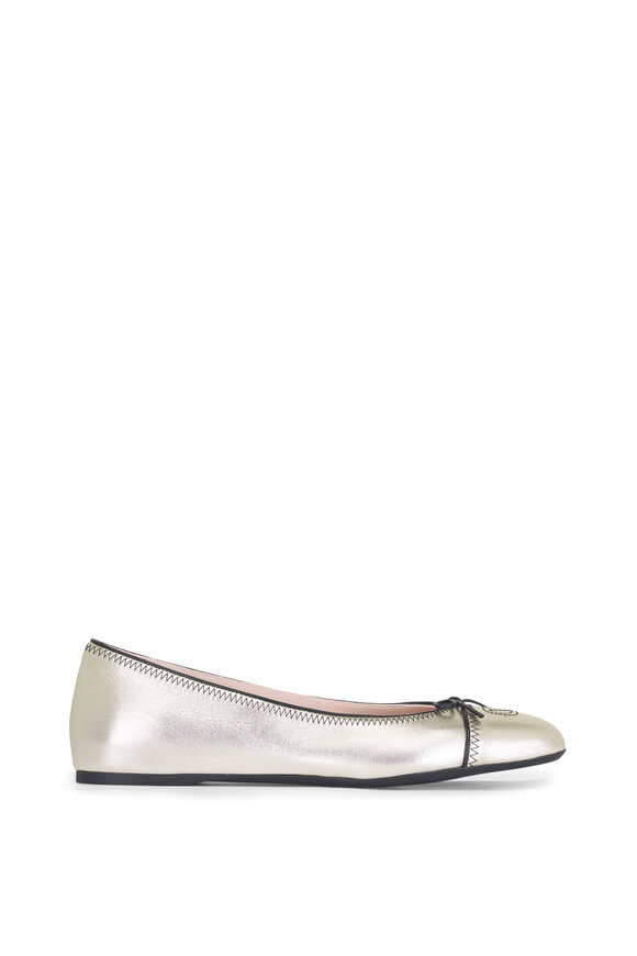 Valentino Garavani VLogo Platinum Leather Ballerina Flat - view 4