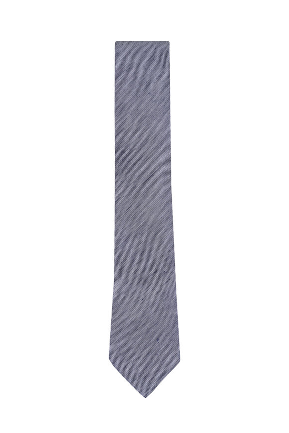 Zegna Slate Blue Linen & Silk Necktie