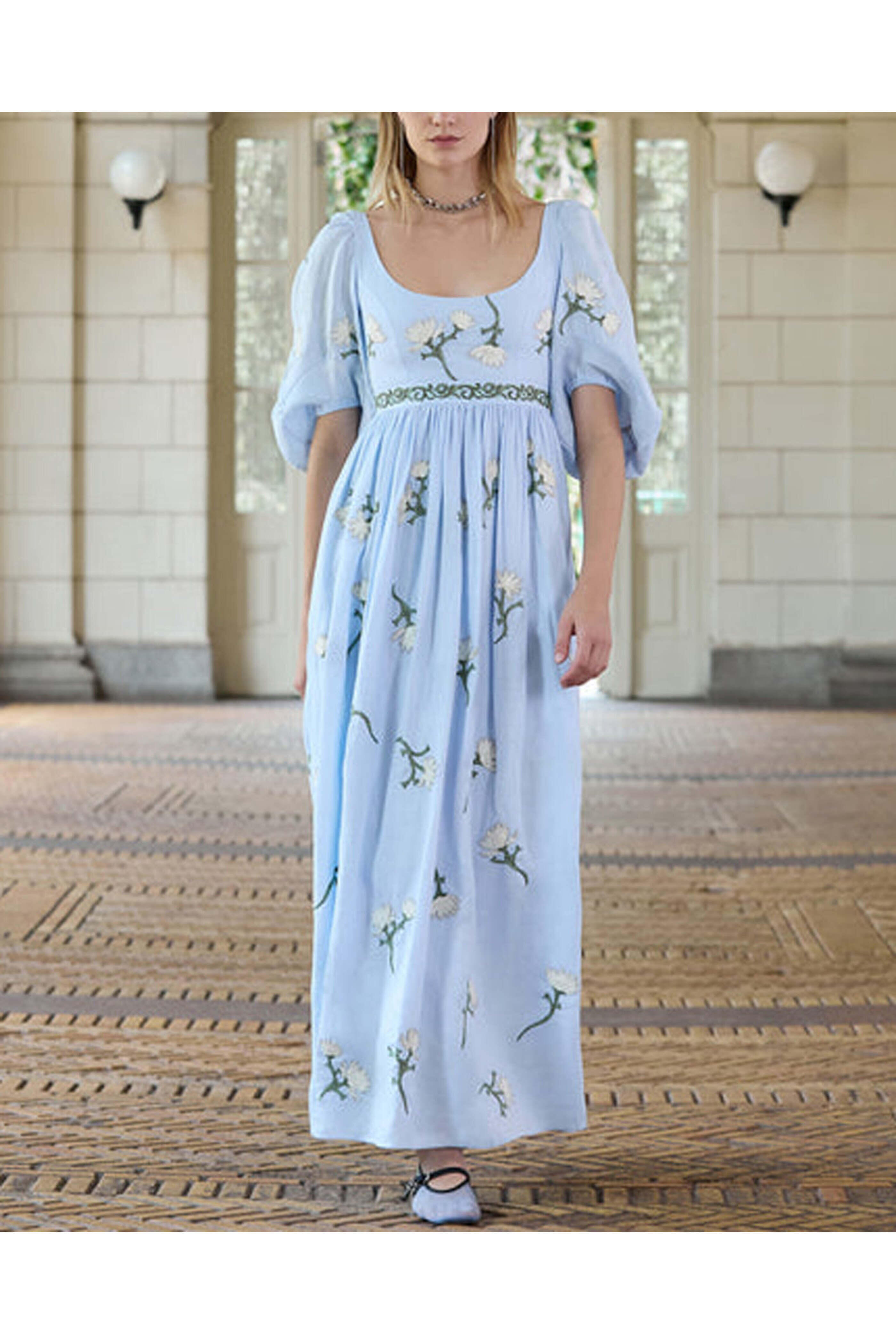 Agua By Agua Bendita - Light Blue Floral Viviane Soledad Maxi Dress