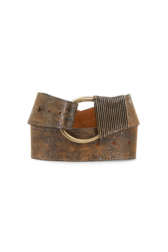 Kim White - Antique Gold Metallic Leather Cast Rope Belt