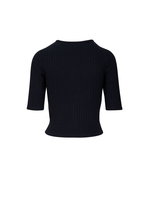 Vince - Coastal Ribbed Elbow Sleeve Crop Top 