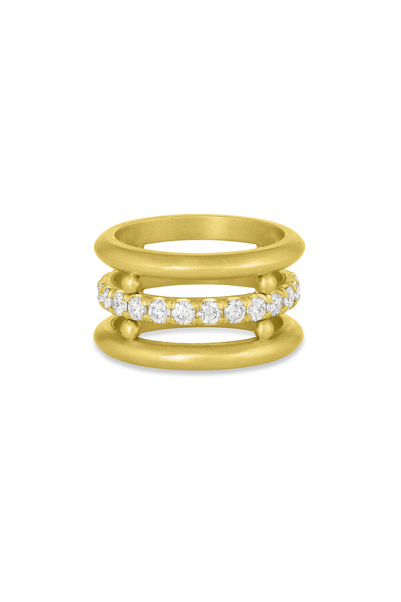 Leigh Maxwell - 18K Yellow Gold Triple Bar Pavé Diamond Ring