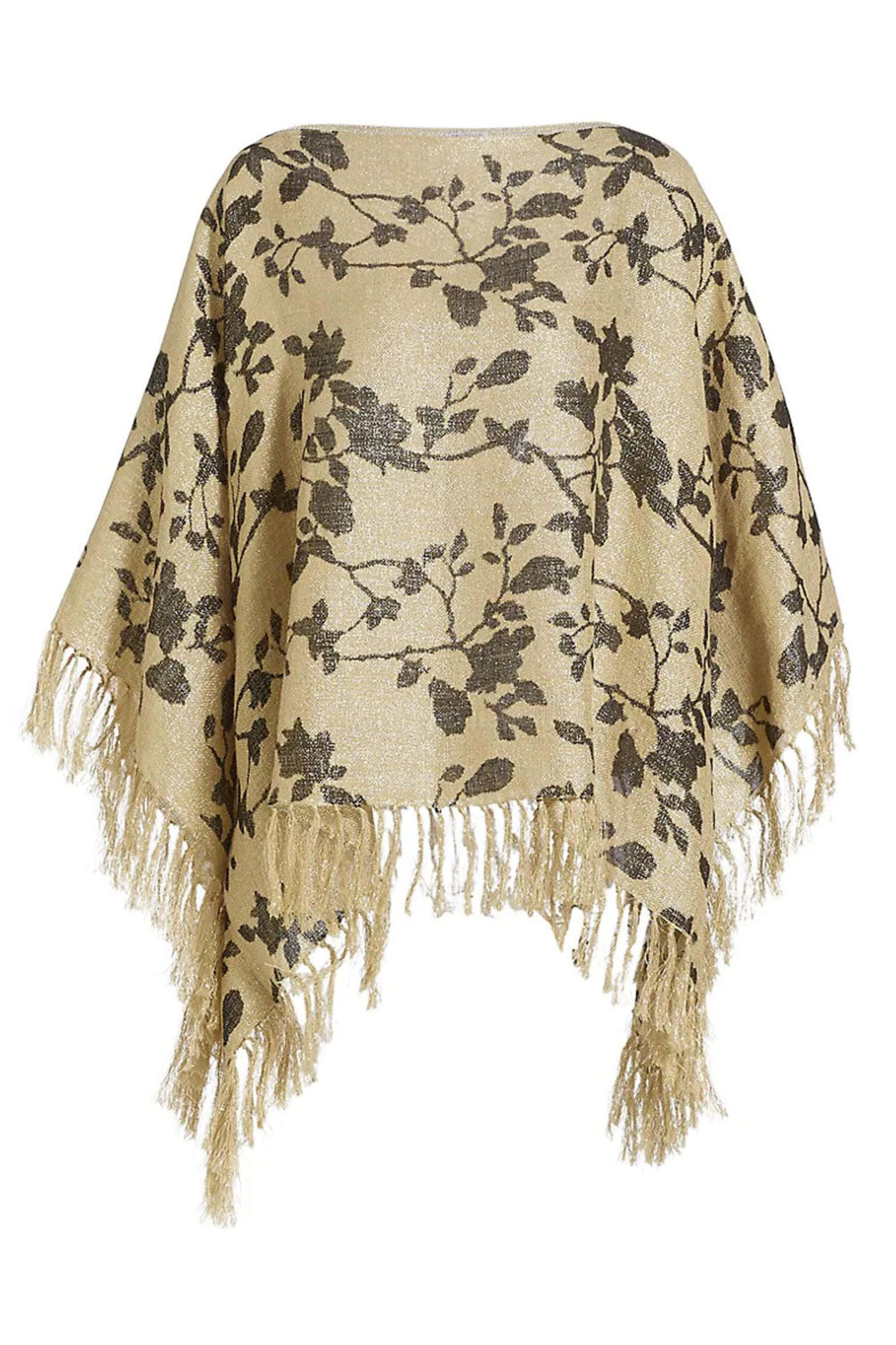 Brunello Cucinelli - Natural Floral Fringe Poncho