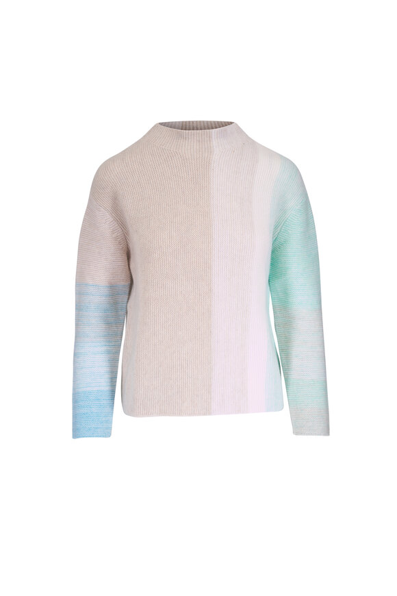 Kinross Garter Dune Multi Colorblock Cashmere Sweater