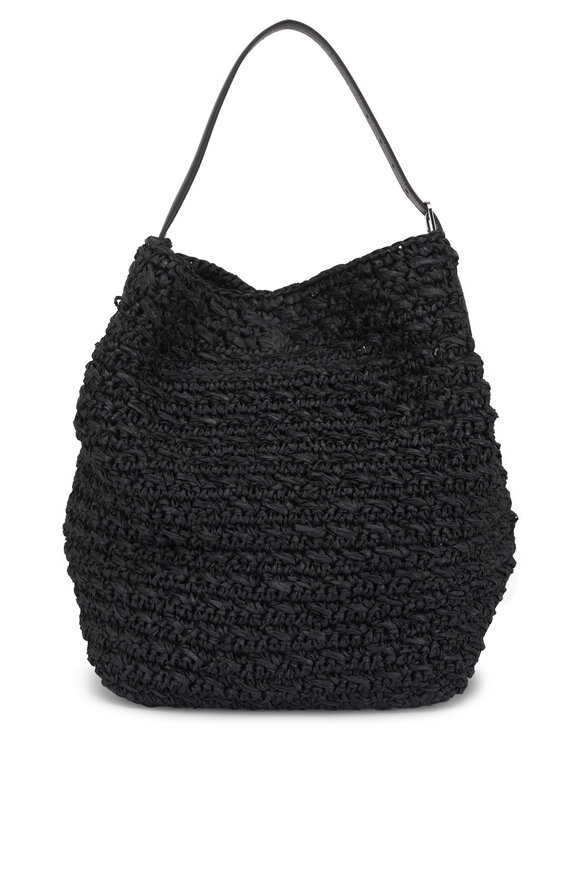Totême Black Belted Raffia Tote - view 2