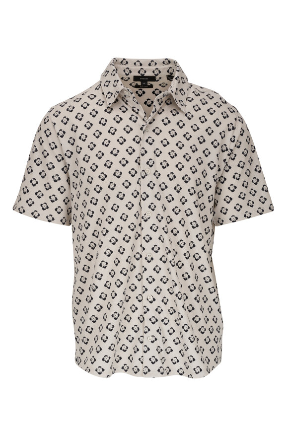 Vince - White Coastal Floral Short Sleeve Button Shirt
