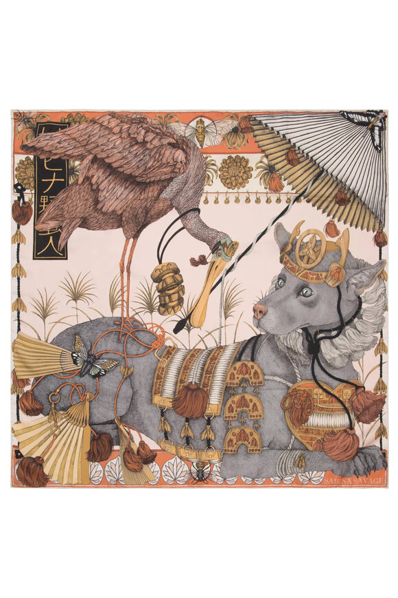 Sabina Savage Spoonbill & Jindo Petal Silk Twill Scarf 90
