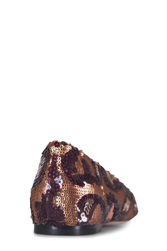 Valentino Garavani VLogo Signature Brown Animalier Ballerina Flat - view 3