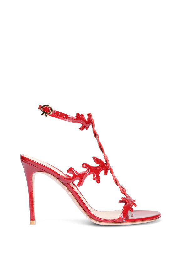 Gianvito Rossi Coral Patent Leather Sandals, 95mm - view 2