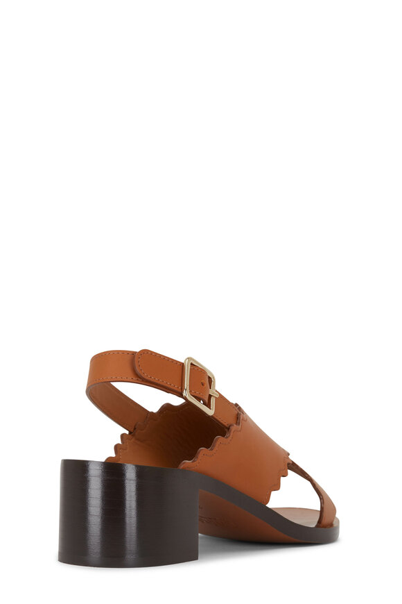 Chloé - Cognac Leather Chunky Heel Slingback, 40mm