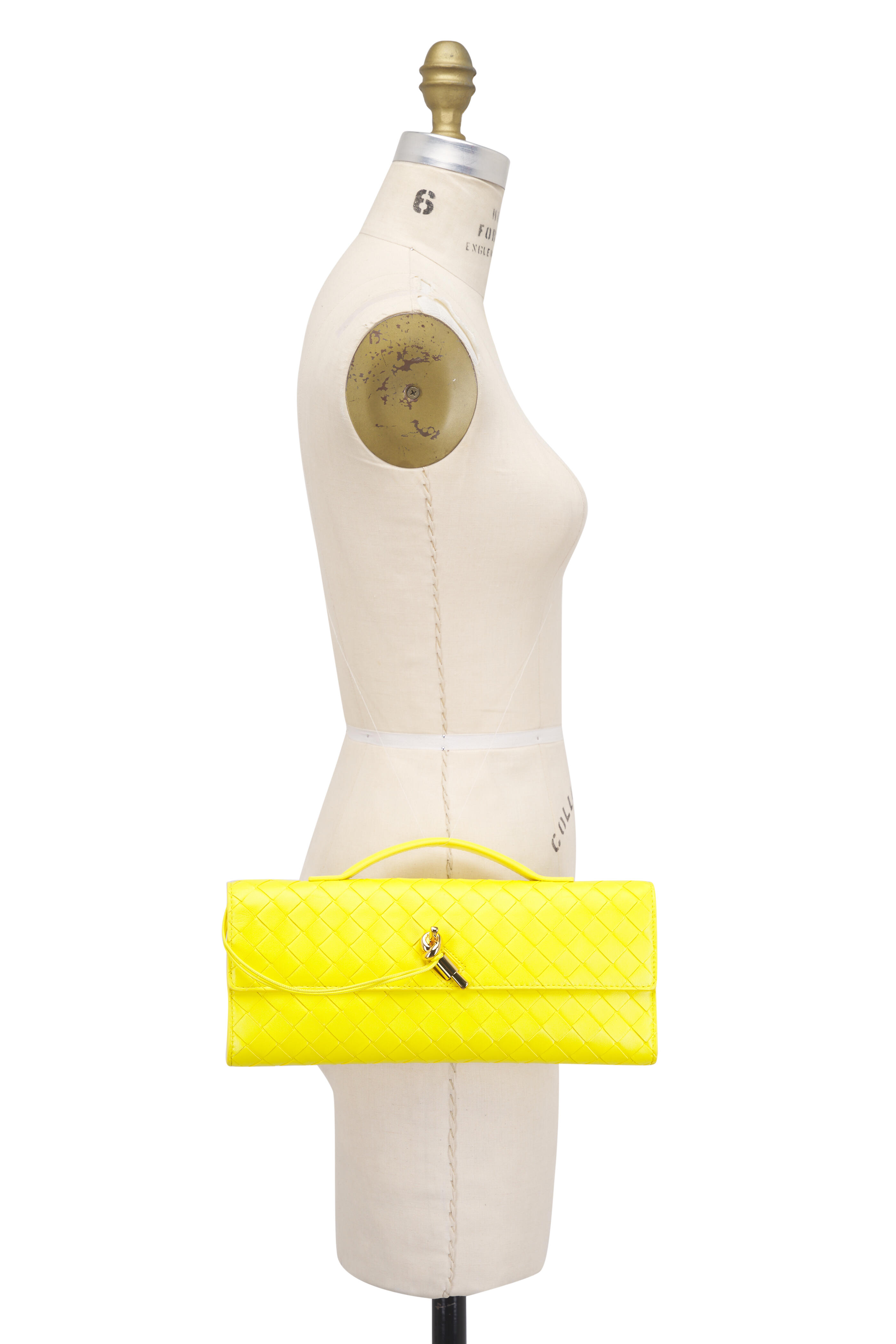 Bottega Veneta - Andiamo Sulfur Intrecciato Leather Clutch