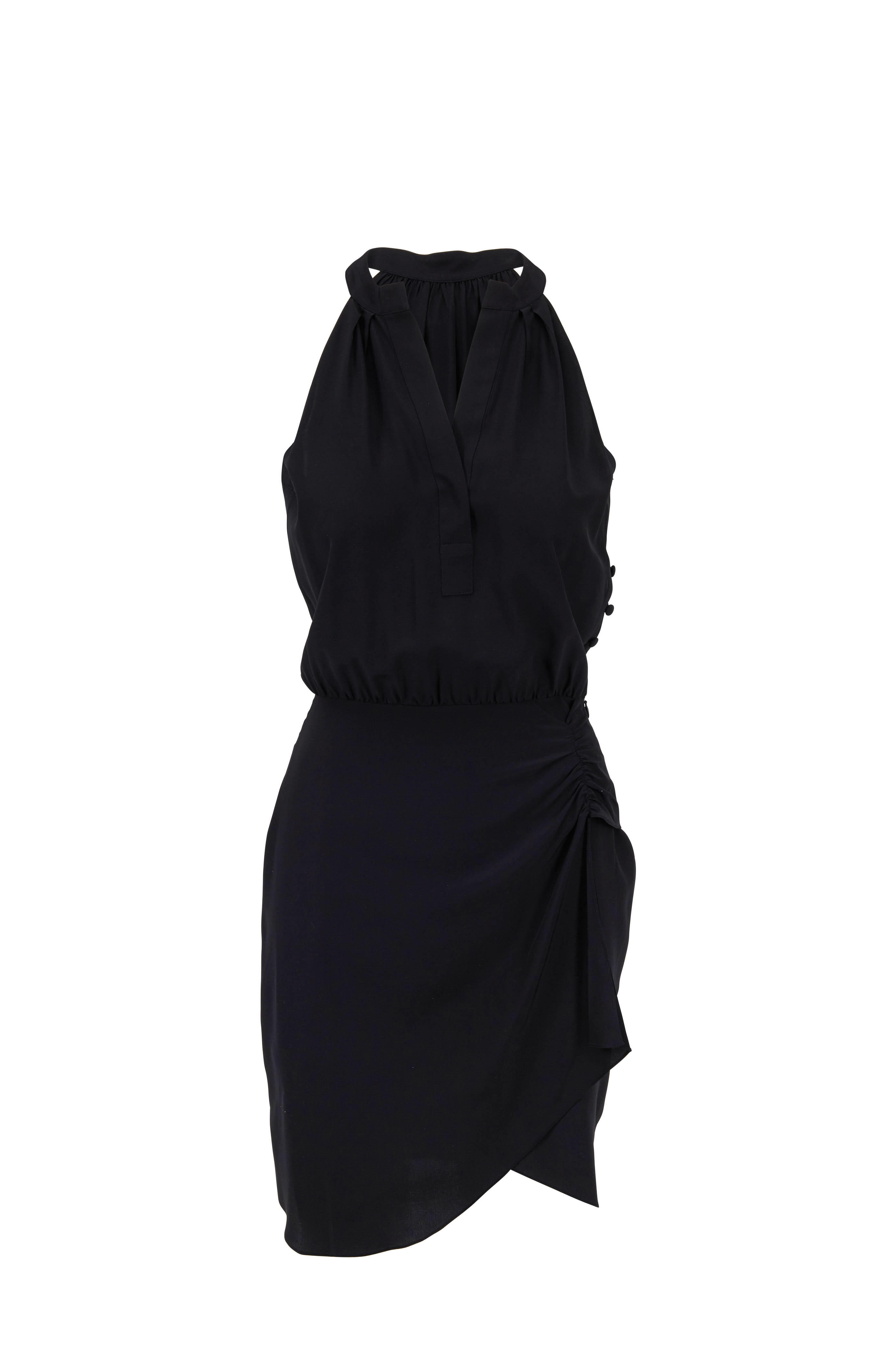 Nili Lotan - Collins Black Crepe De Chine Halter Dress