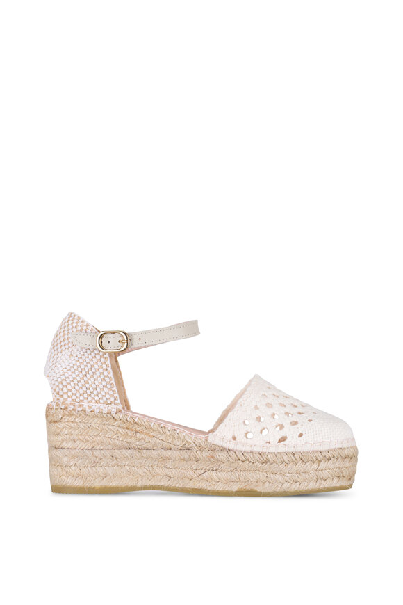 Ron White - Bevin Ivory Close Toe Espadrille, 60mm