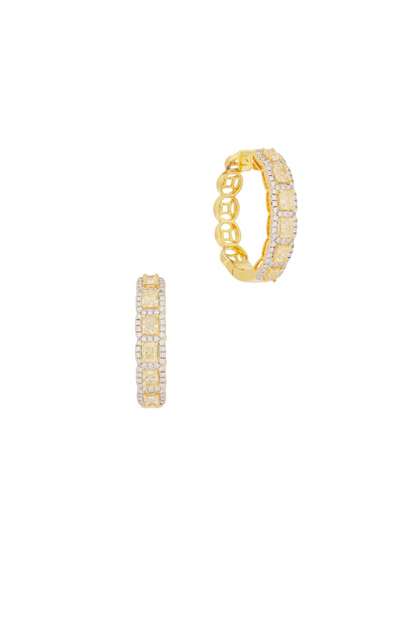 Cairo 18k Yellow Gold Diamond Hoop Earrings