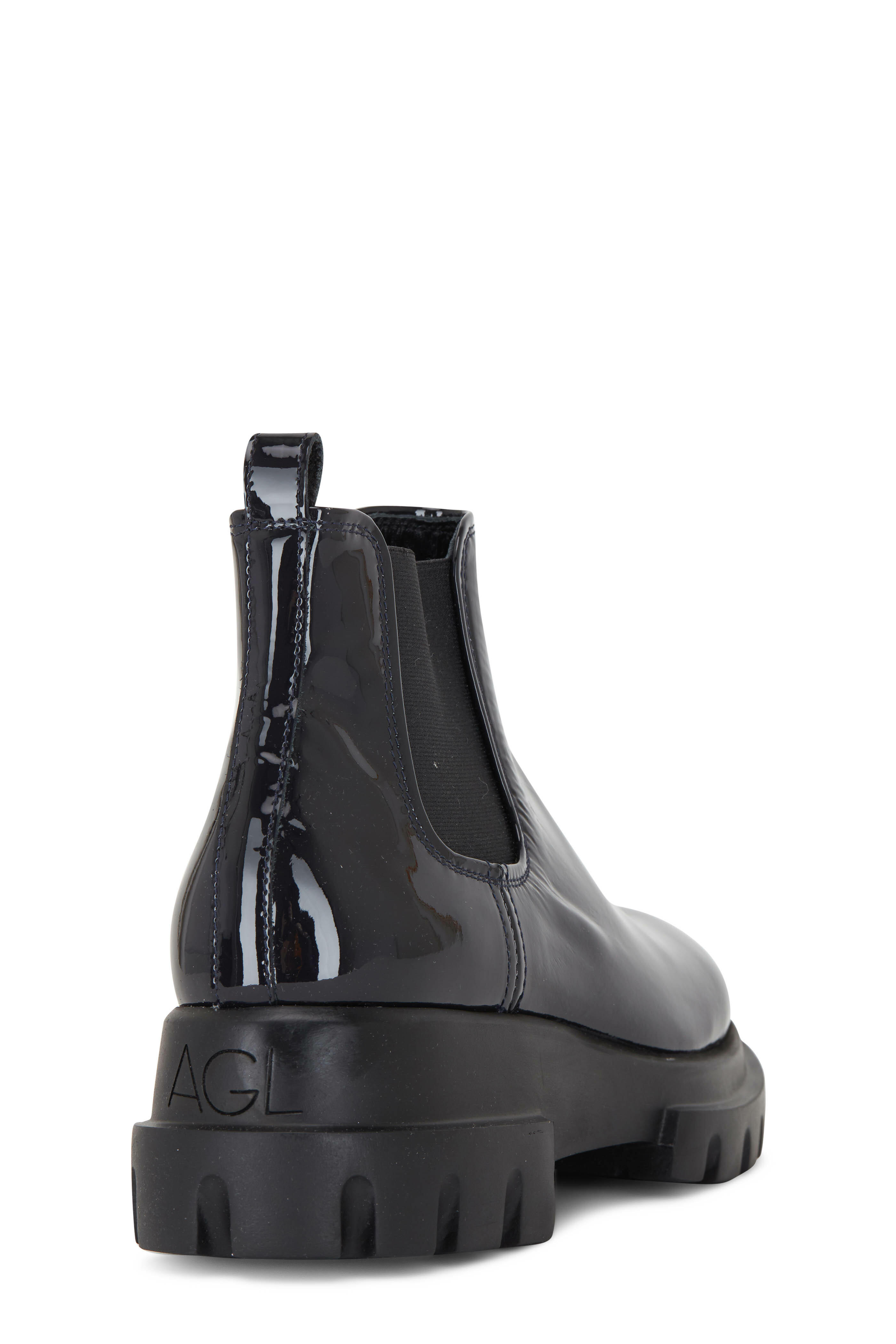 AGL Midnight Patent Leather Double Gore Bootie