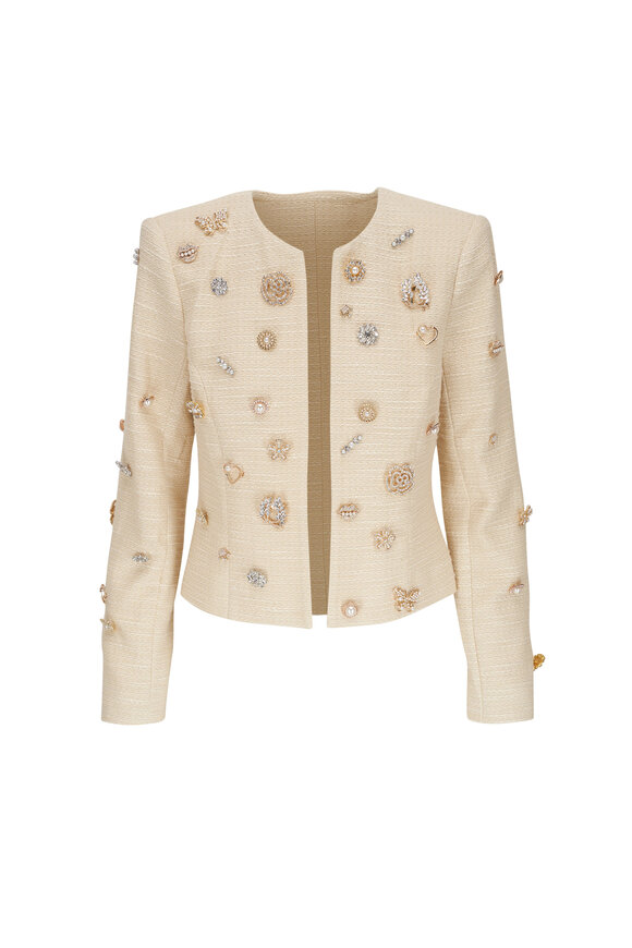 L'Agence Tayla Broaches Ecru Tweed Jacket