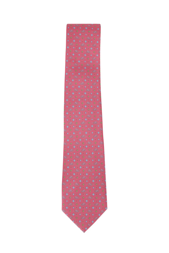 Ferragamo - Pink Bicycle Pattern Silk Necktie