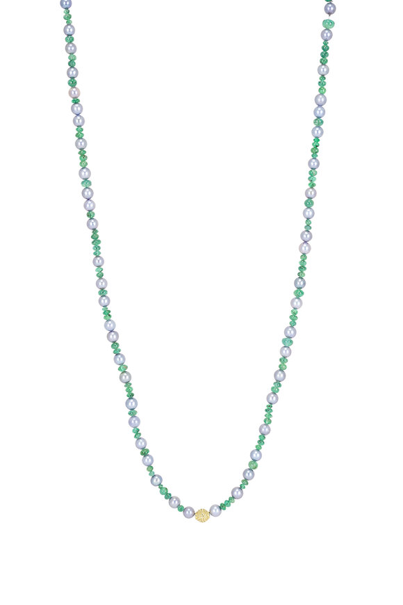 Kimberly McDonald Emerald & Gray Pearl Beaded Necklace