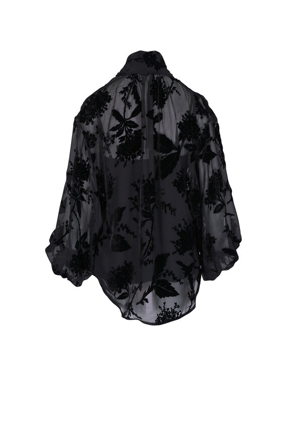 Zimmermann - Burnout Black Necktie Blouse