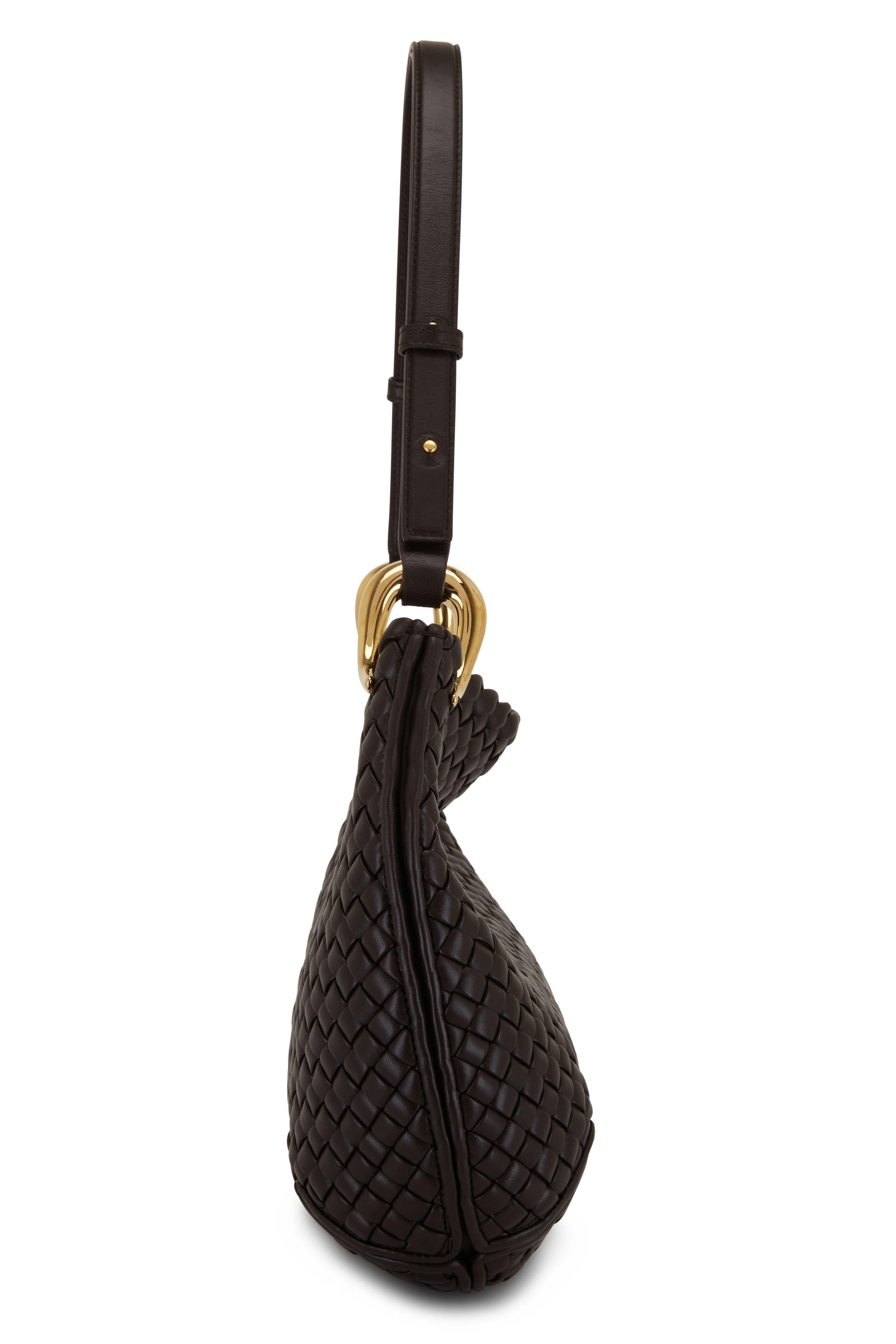 Bottega Veneta Large Hobo Intrecciato Shoulder Bag in Fondant & Muse Brass