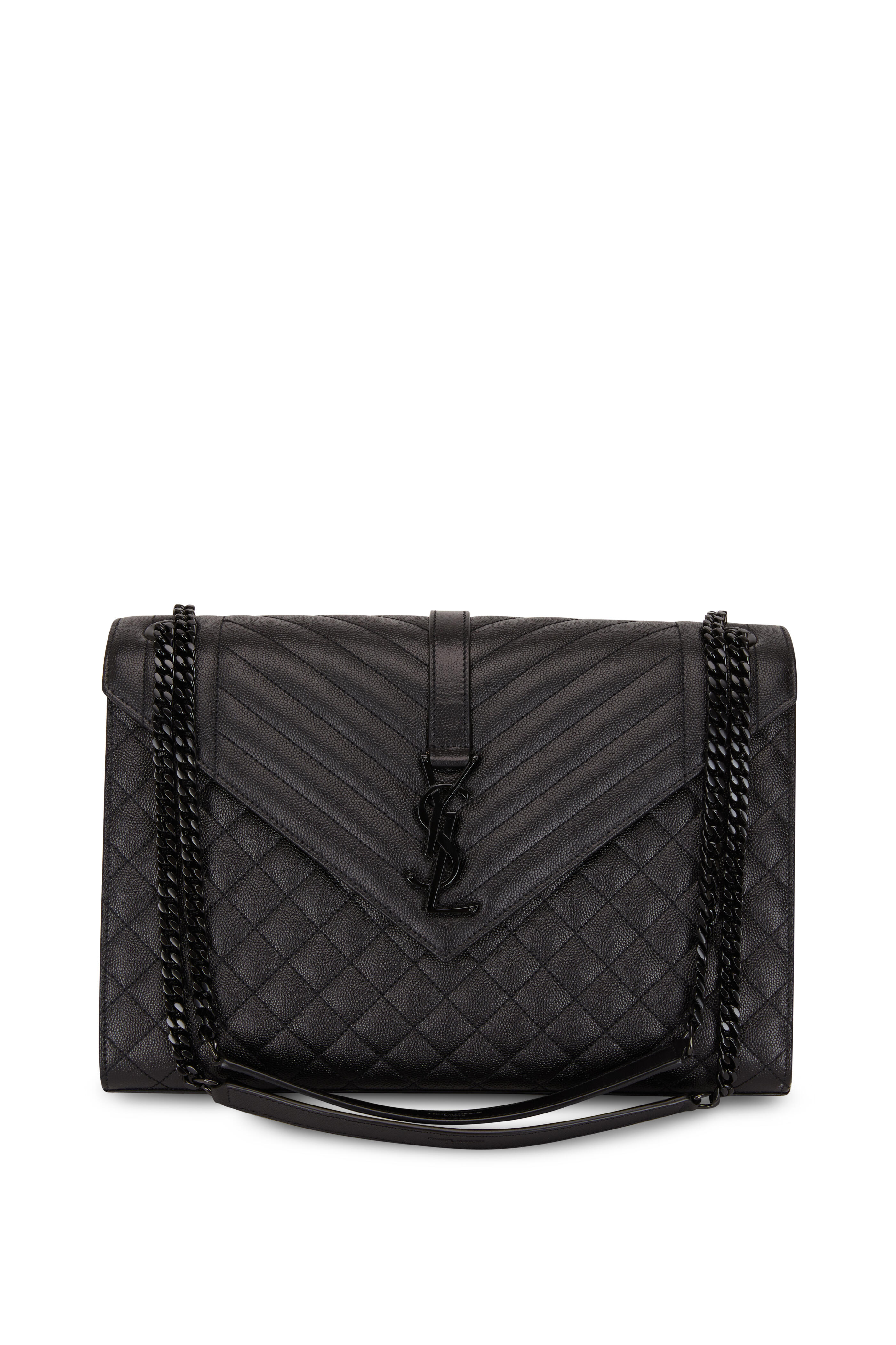 Saint Laurent - Monogram Black Leather Large Satchel