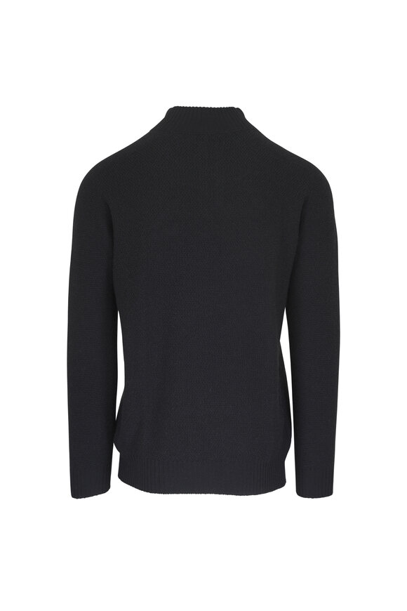 Fly3 Black Textured Wool Reversible Quarter Zip - view 4