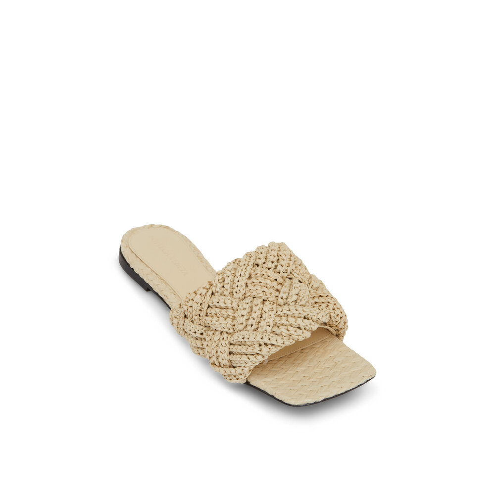 Bottega Veneta - Lido Woven Raffia Flat Sandals | Mitchell