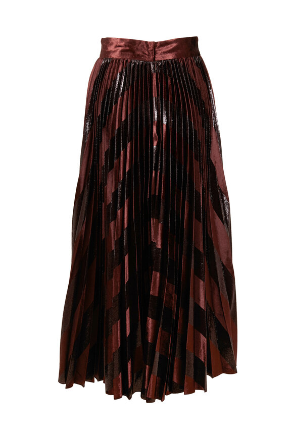 Dolce & Gabbana - Dark Brown Metallic Velvet Pleated Skirt