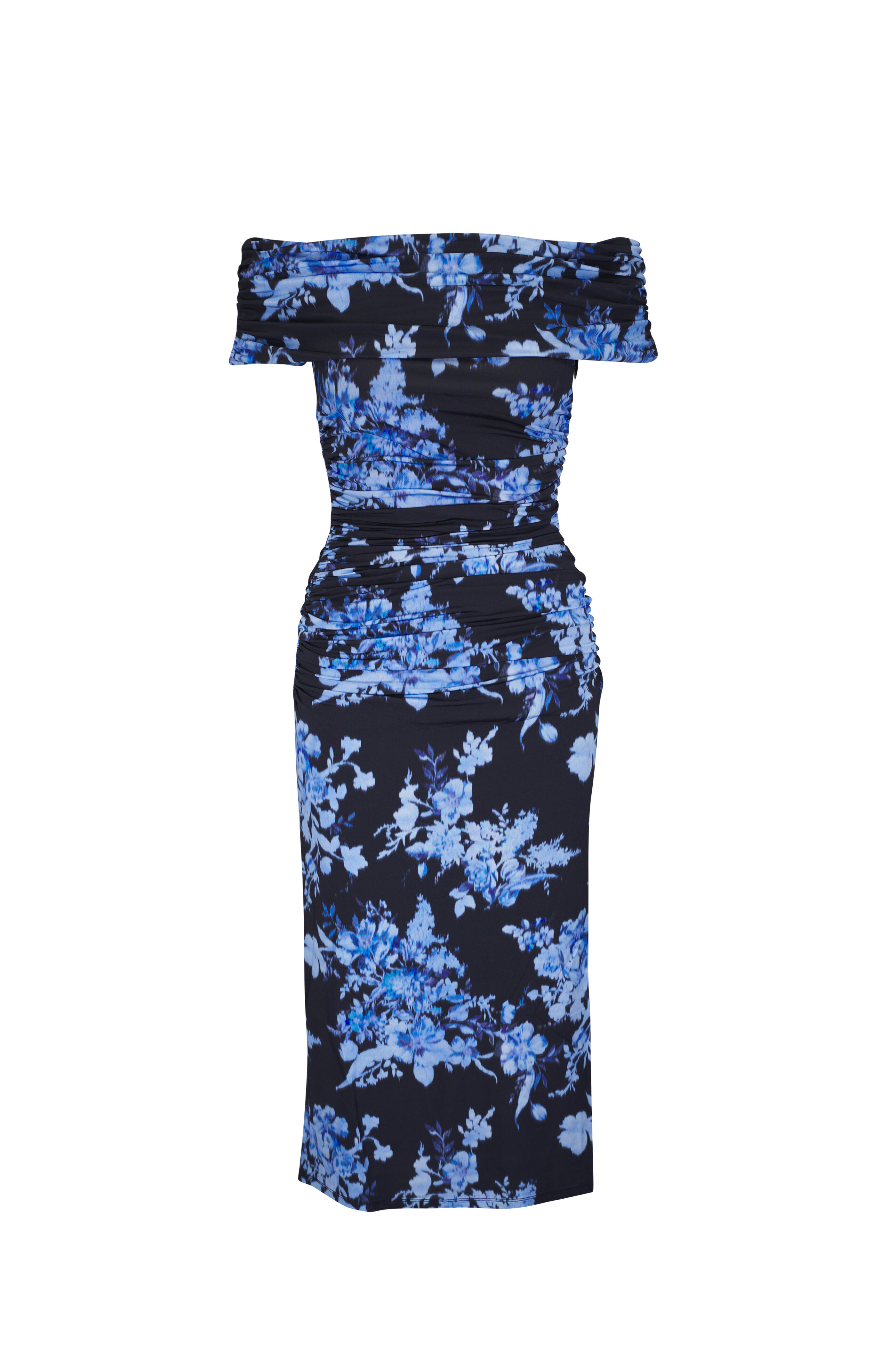 Carolina Herrera - Midnight Multi Floral Print Ruched Midi Dress