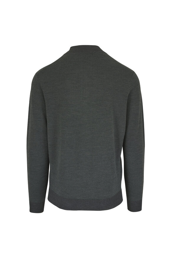 Peter Millar Blair Green Birdseye Knit Quarter Zip Pullover - view 2