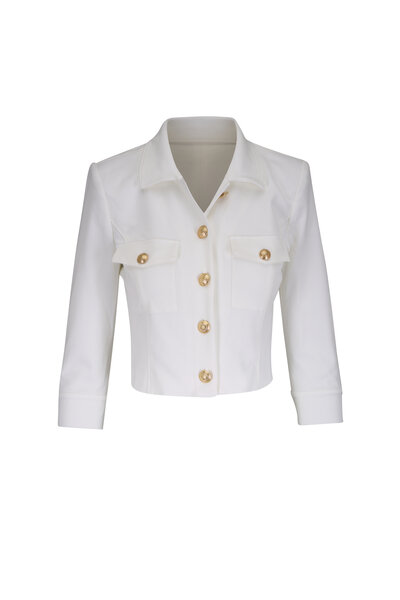 ジャケット [ESSENTIEL ANTWERPILLIGO] Shirt Collar Knit Jacket Essentiel Antwerp - Off White Fringe Gou Knit Jacket