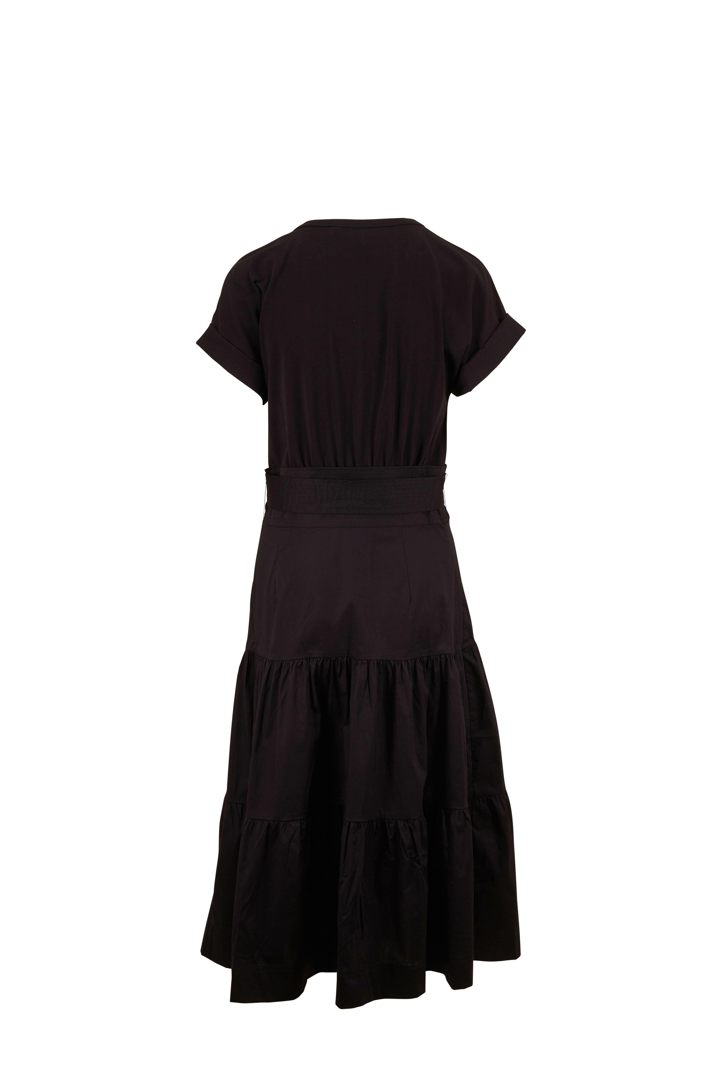 Veronica Beard - Trail Black Cotton & Poplin Tiered Dress