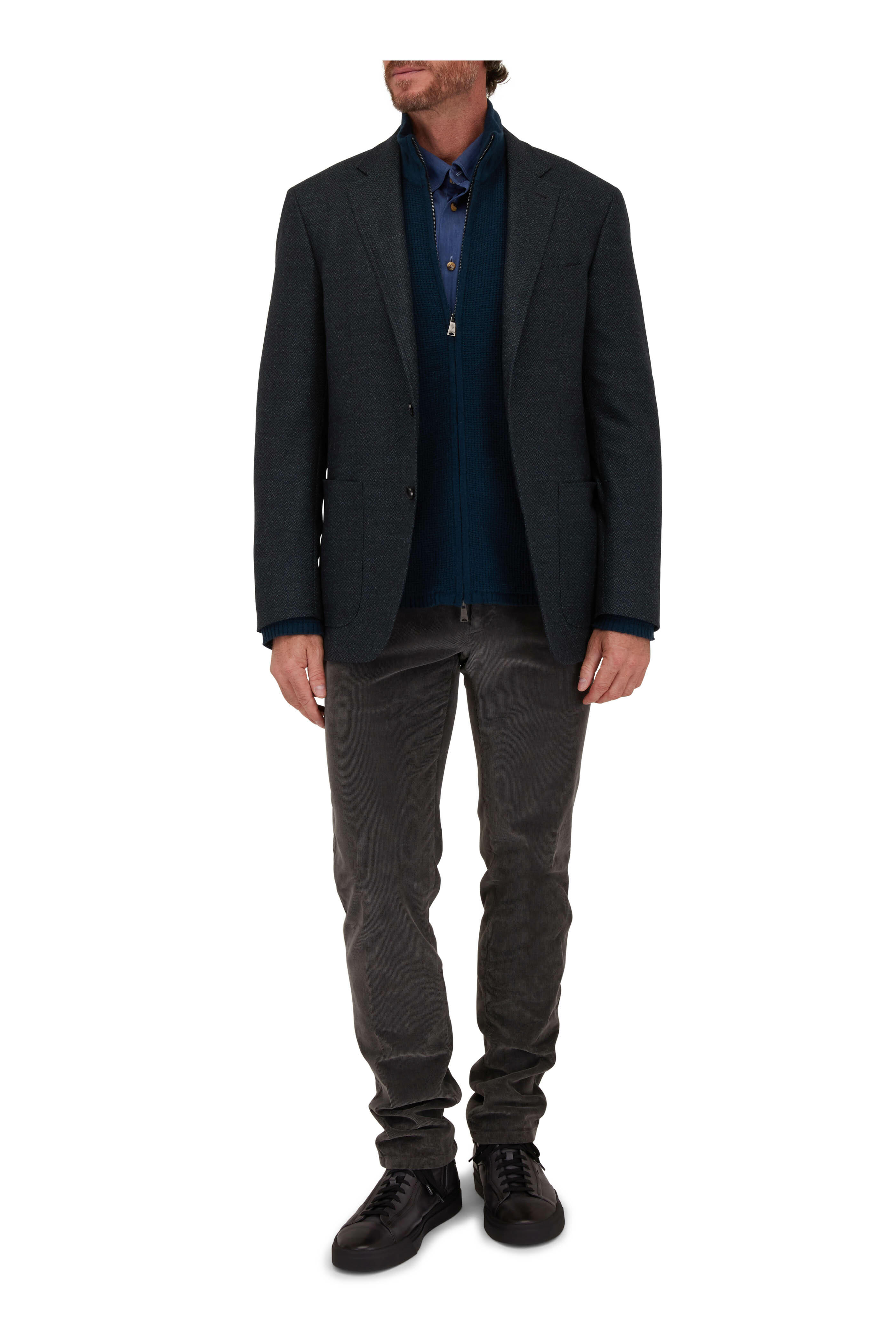 Eton - Dark Blue Herringbone Dress Shirt