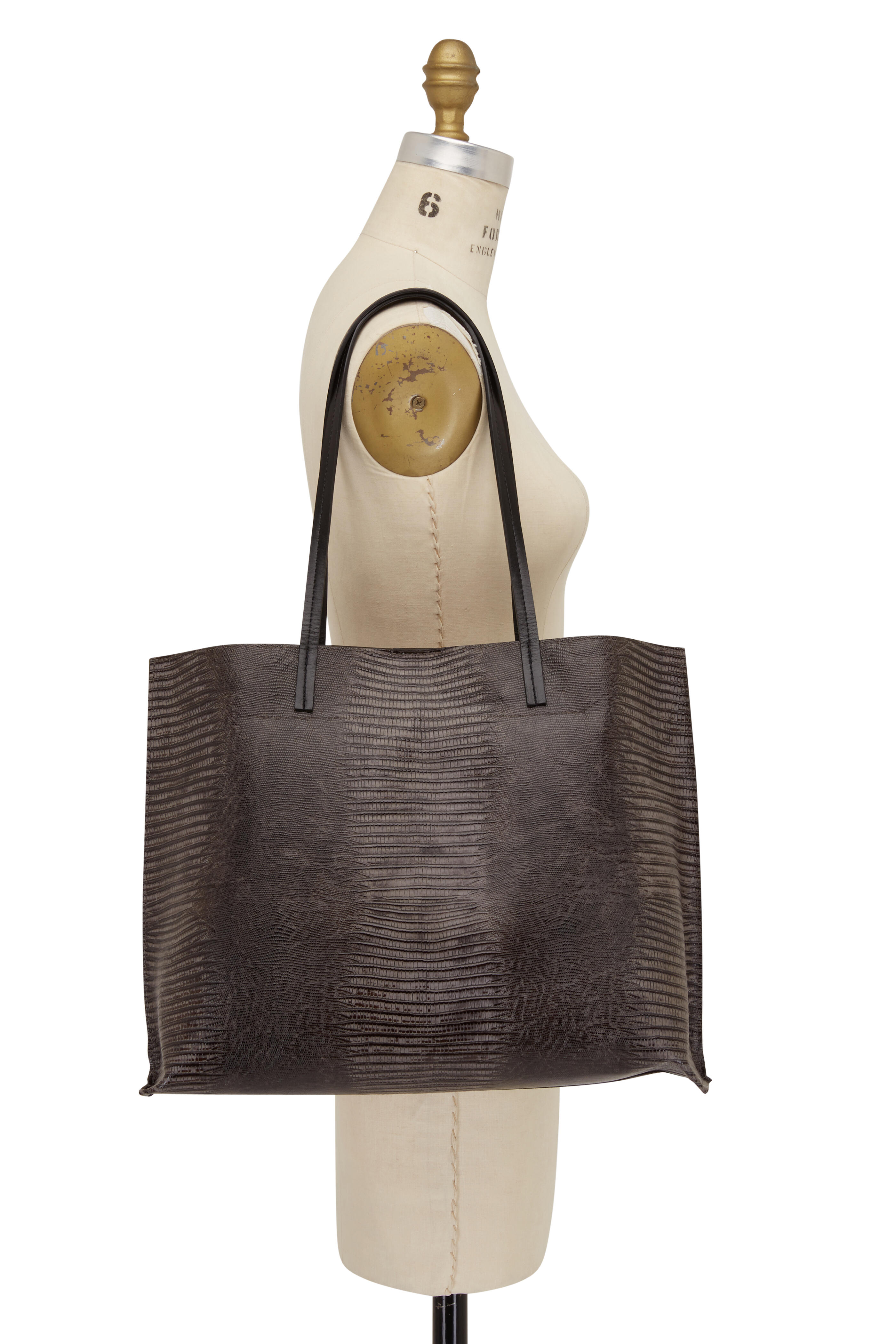 B May Bags - Steel Embossed Lizard Classic Shopper Tote