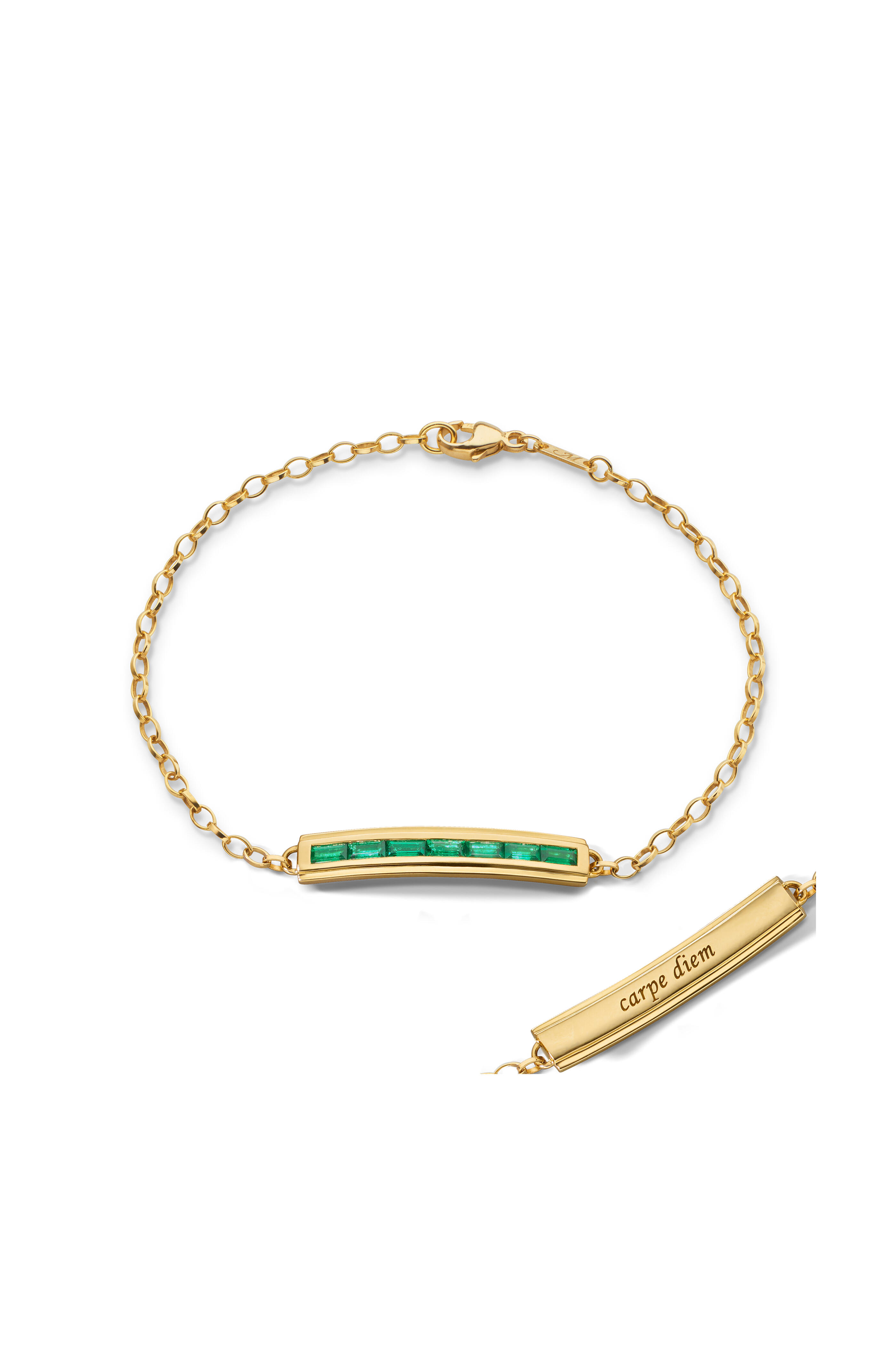 Monica Rich Kosann - Baguette Emerald "Carpe Diem" Petite Bracelet