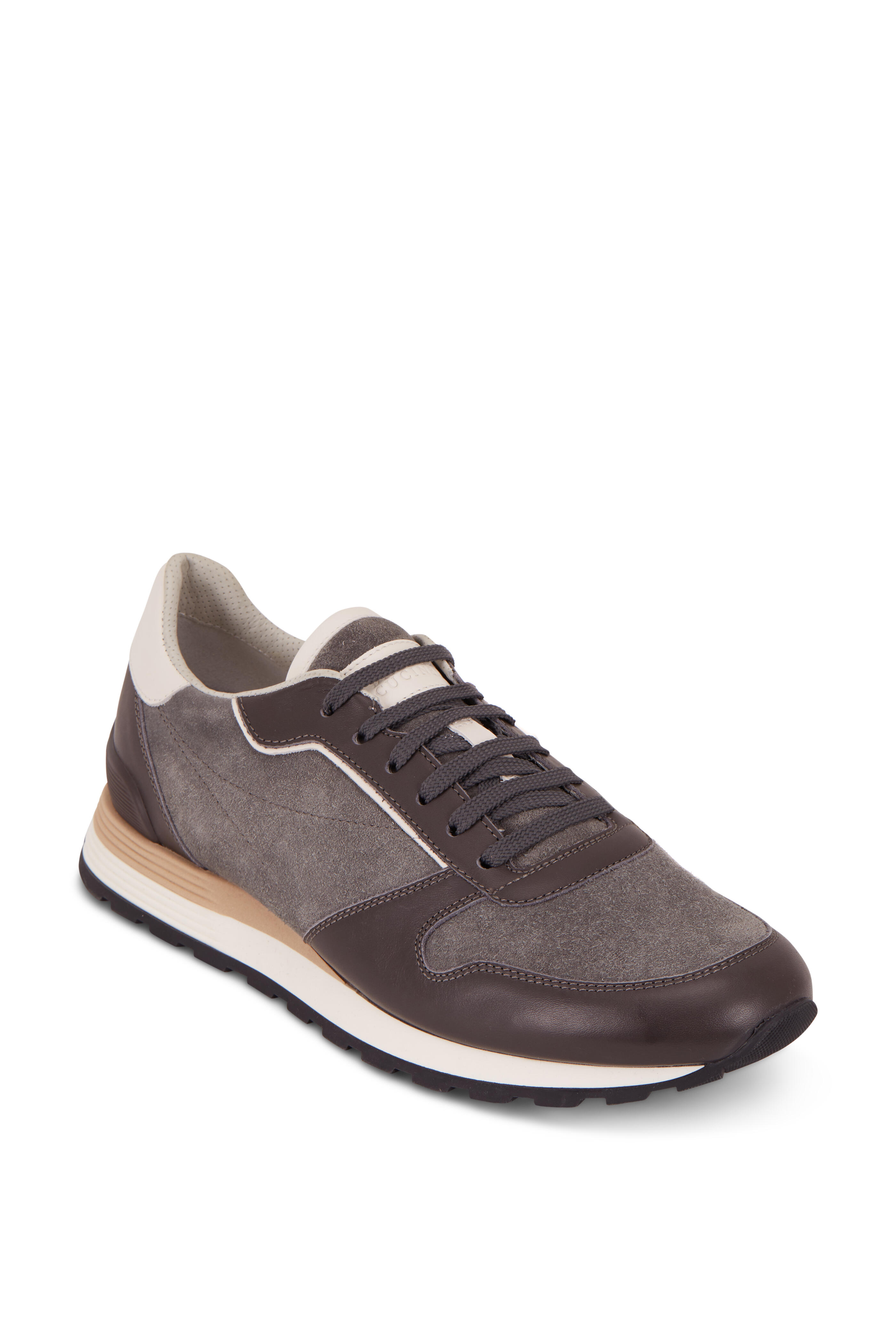 スニーカー Brunello Cucinelli Sneaker In Pelle Brunello Cucinelli - Dark Gray Suede & Leather Running Sneaker
