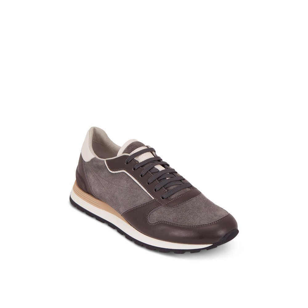 BRUNELLO CUCINELLI | SUEDE LEATHER SNEAKERS スニーカー Suede runners for Woman in Pine Cone Brown | Brunello Cucinelli