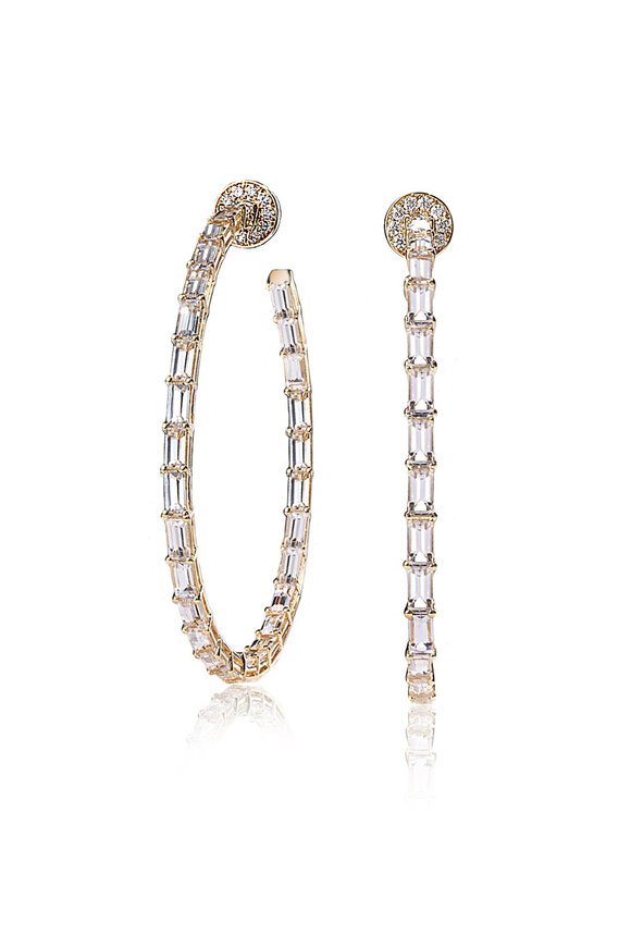 Nam Cho 18k Yellow Gold Diamond & Sapphire Hoops - view 1