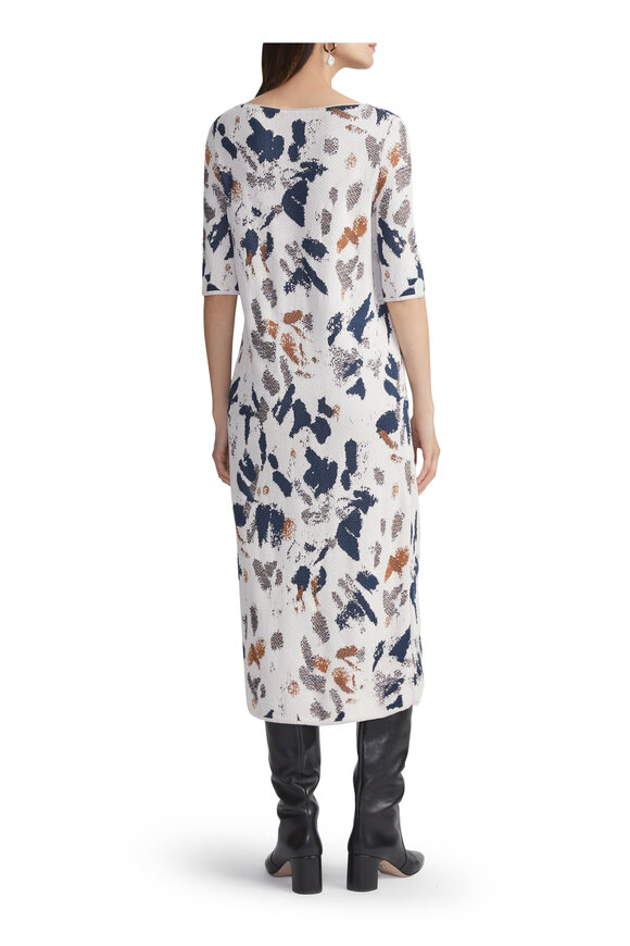 Lafayette 148 New York - Iridescent Paint Splatter Jaquard Midi Knit Dress