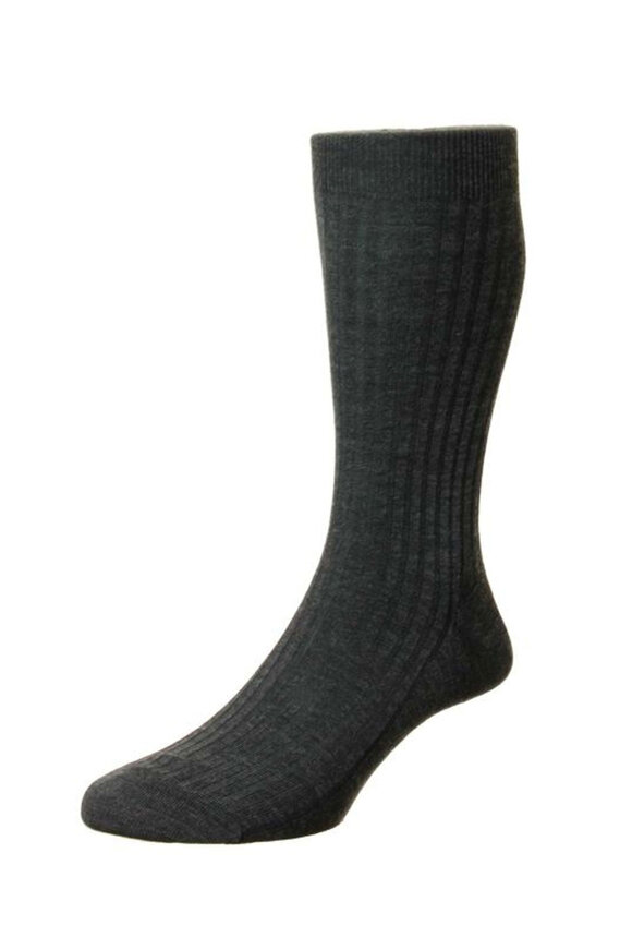 Pantherella  Charcoal Laburnum Wool Over the Calf Sock - view 1