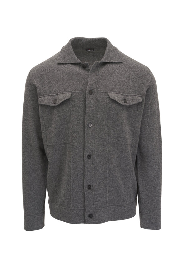 Kiton Gray Cashmere Button Down Shirt 