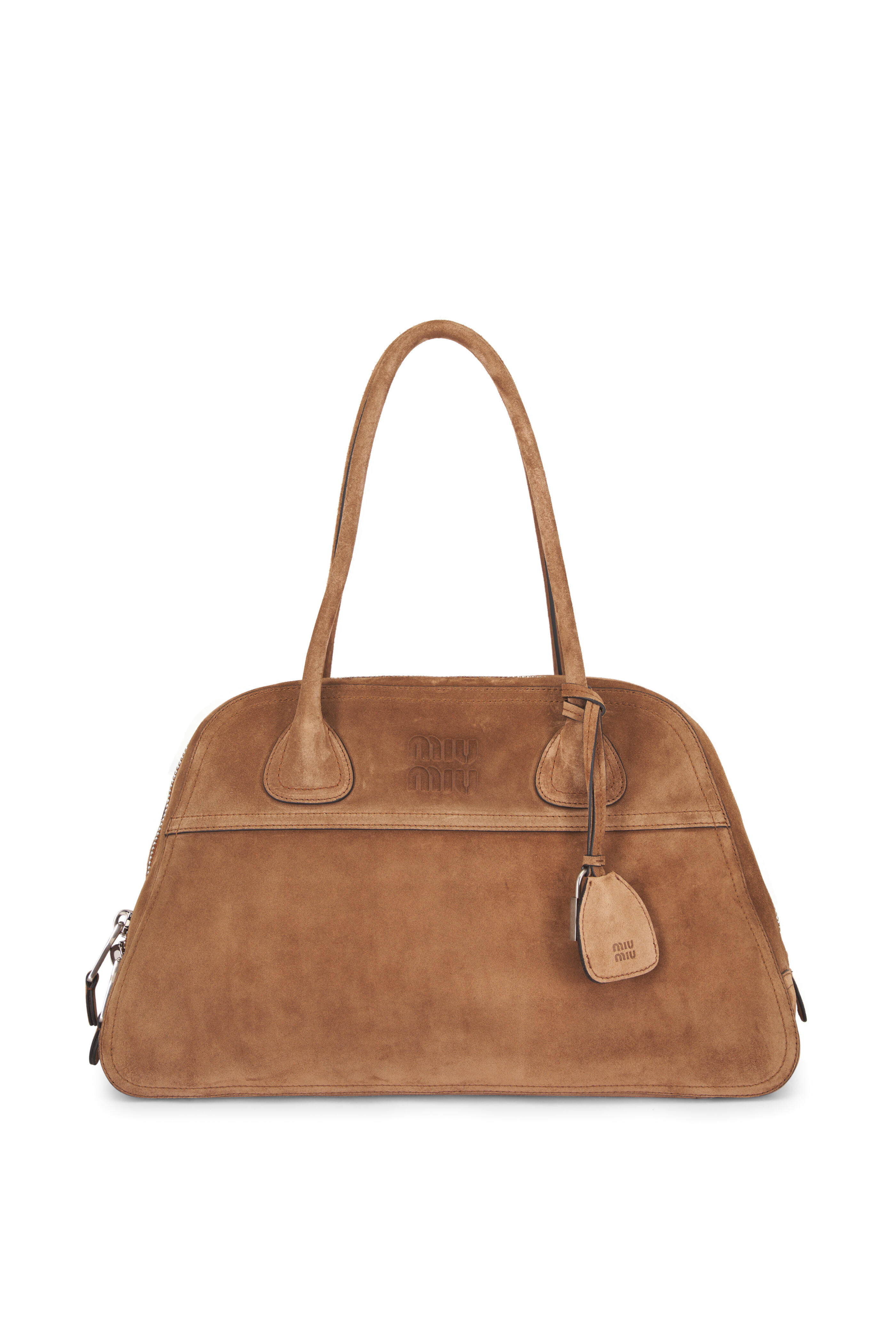 Miu Miu - Medium Vivant Cocoa Brown Suede Satchel - view 1