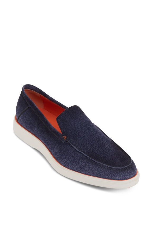 Santoni - Drain Blue Suede Loafer