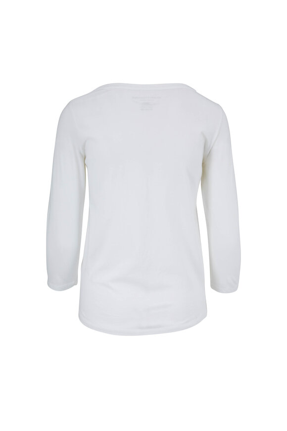 Majestic - White Silk Touch Three-Quarter Sleeve T-Shirt