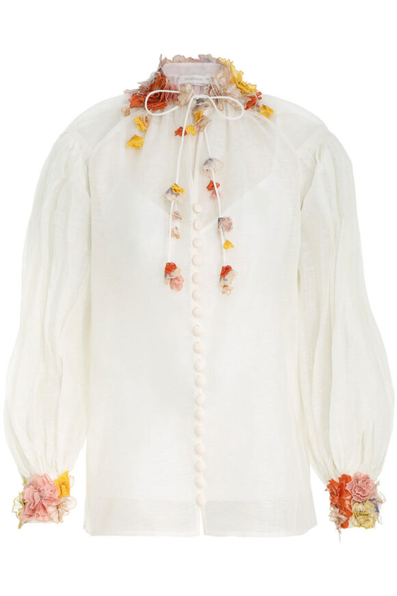 Zimmermann Ivory Floral Raglan Sleeve Blouse - view 1