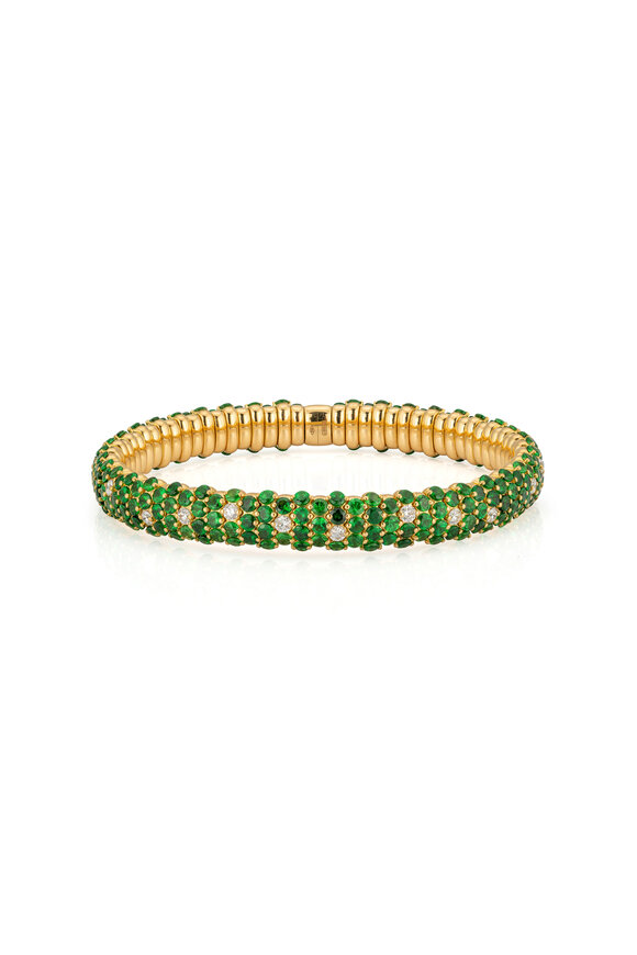 ZYDO 18k Yellow Gold Diamond & Tsavorite Bracelet - view 2